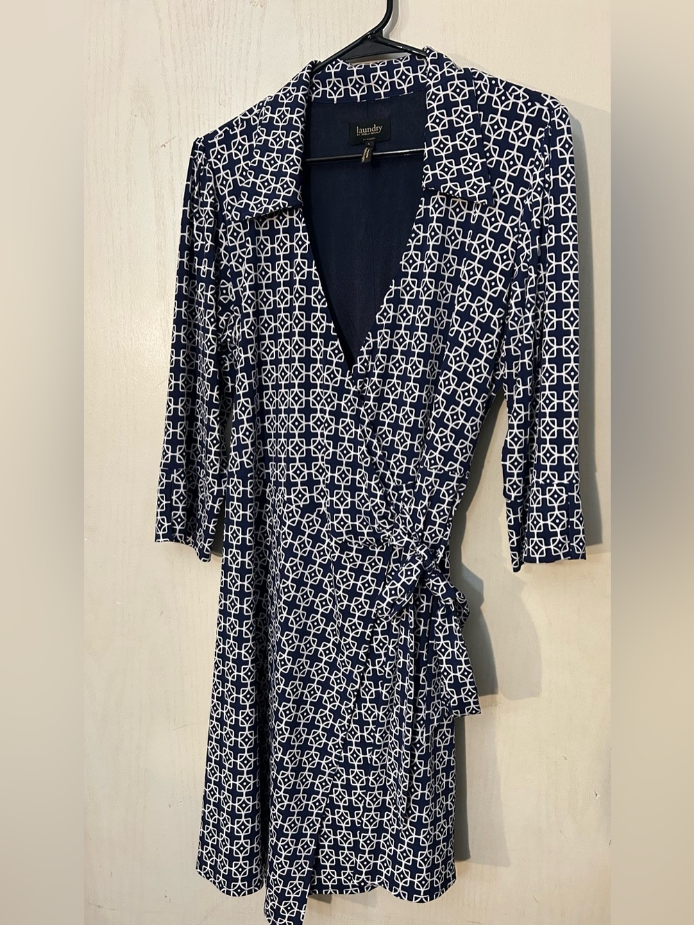 Laundry by Shelli Segal Navy & White Wrap Dress